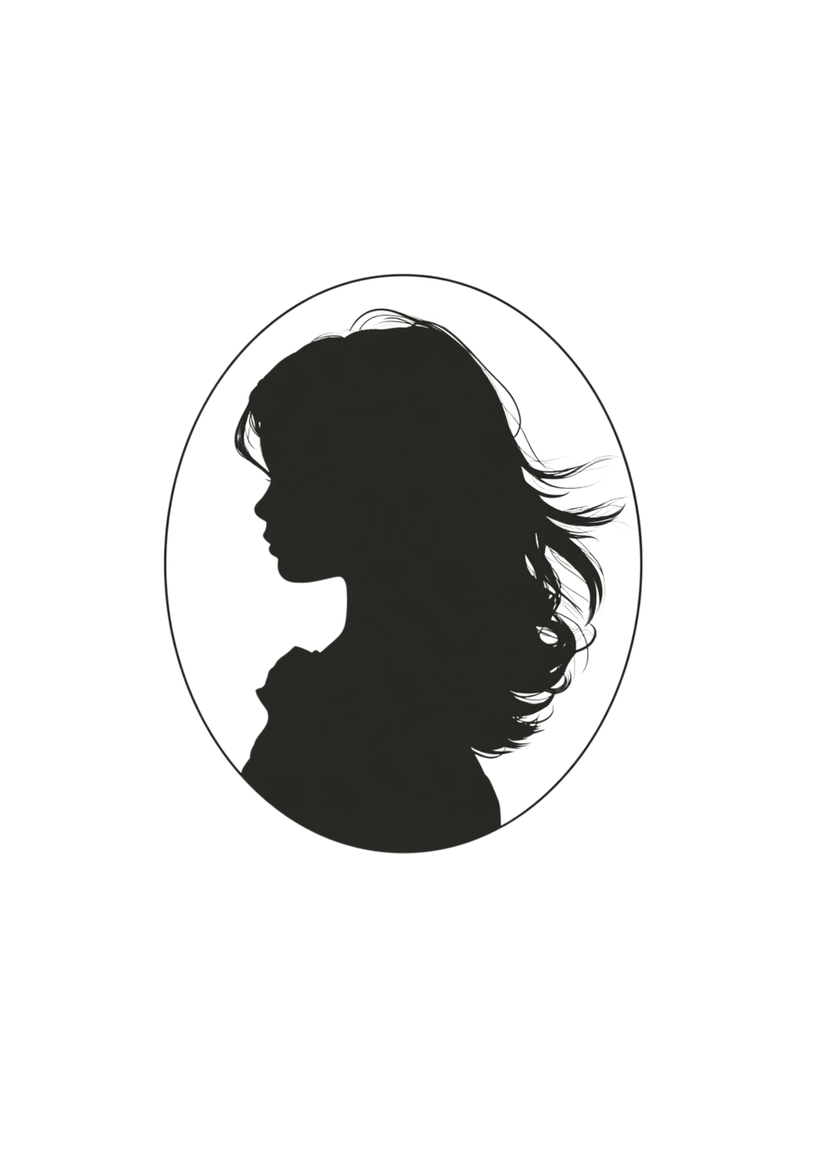 The Windswept Girl cameo: her silhouette in profile