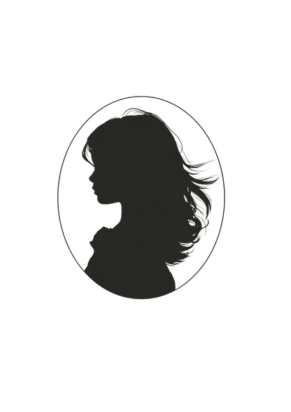 The Windswept Girl cameo: her silhouette in profile
