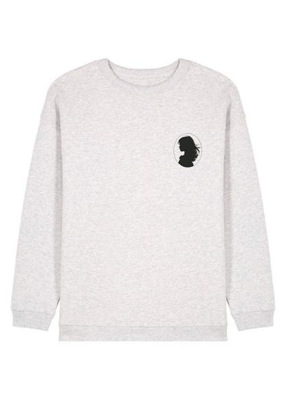 Cameo sweatshirt in light grey marl with a small silhouette on the chest