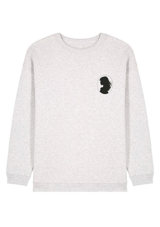 Cameo sweatshirt in light grey marl with a small silhouette on the chest