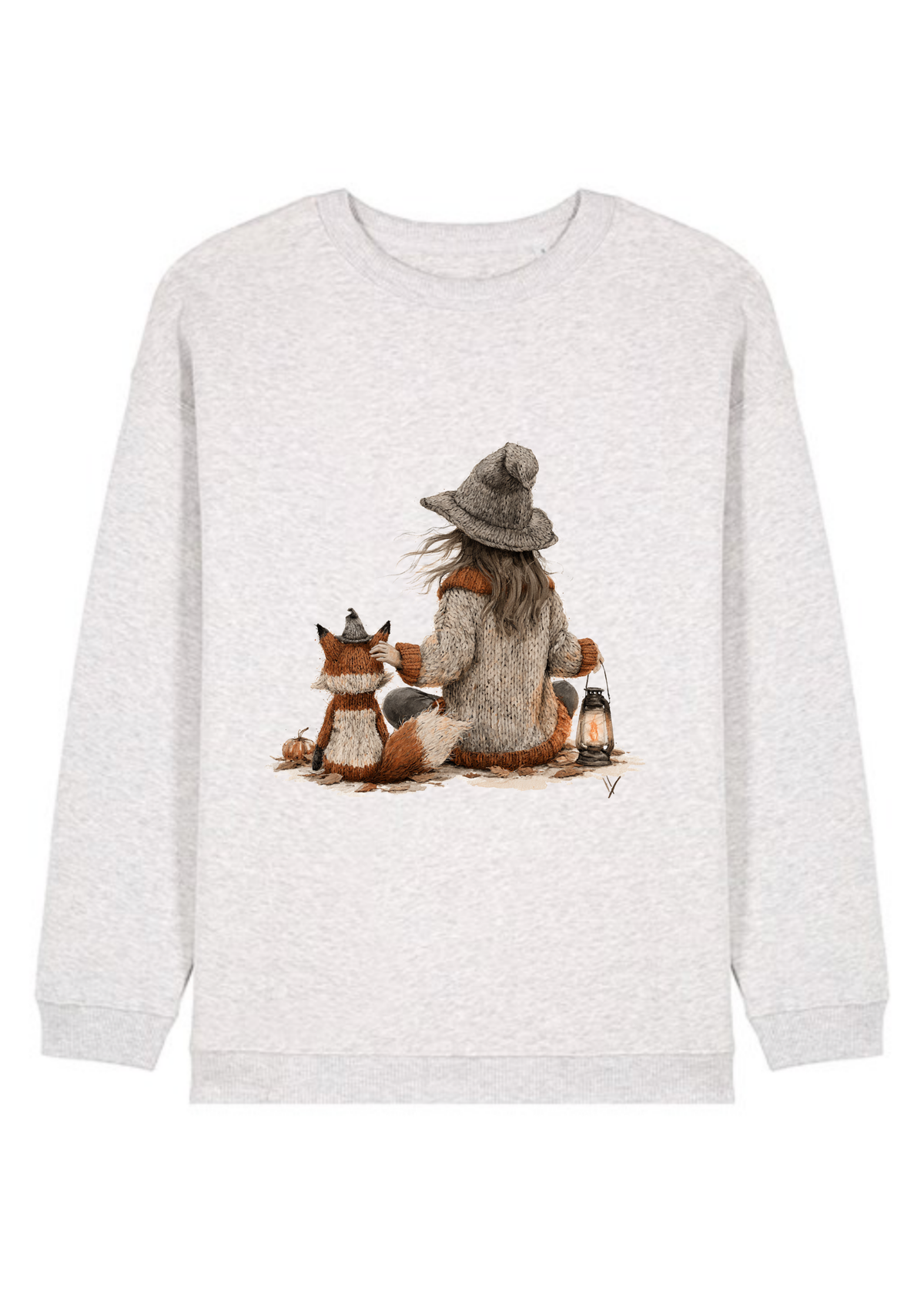 Pumpkin & Oak illustrated sweatshirt in light grey marl