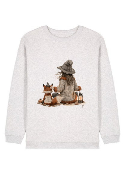 Pumpkin & Oak illustrated sweatshirt in light grey marl