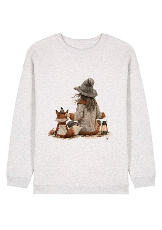 Pumpkin & Oak illustrated sweatshirt in light grey marl