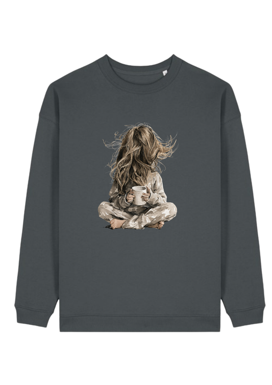 Quiet Hours illustrated sweatshirt in anthracite