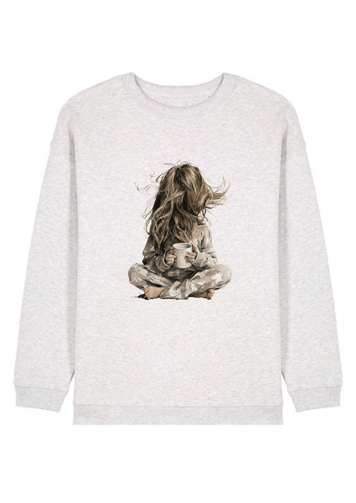 Quiet Hours illustrated sweatshirt in light grey marl
